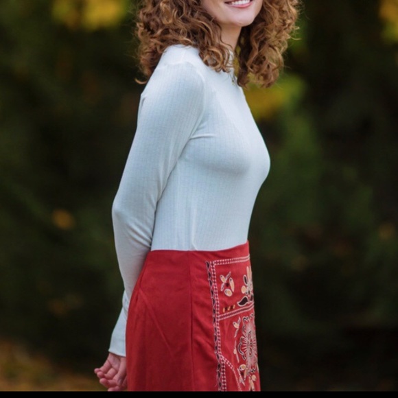 Patterned Suede Skirt - Picture 2 of 5